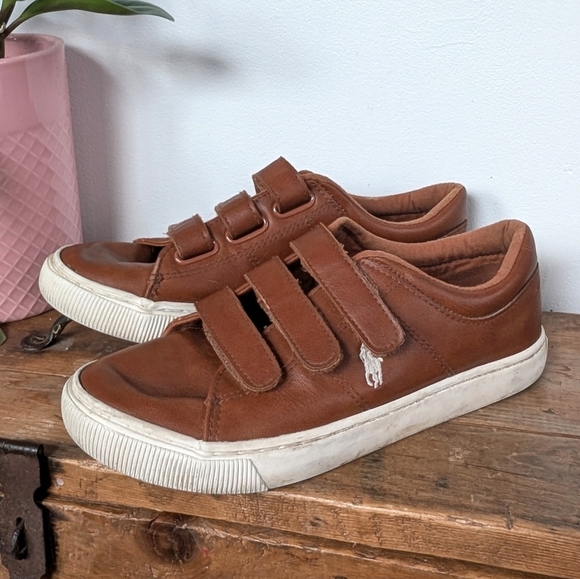 Polo Ralph Lauren Kids Elmwood EZ Brown Sneakers ~ Size 3 - Picture 2 of 11